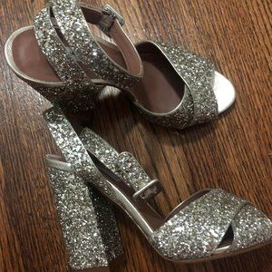 Tabitha Simmons Champagne Glitter Heels